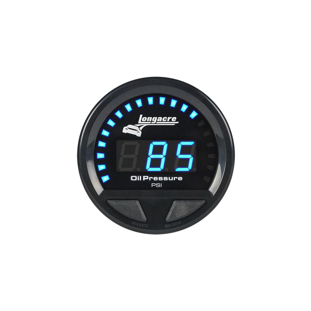 Digital Elite LED Waterproof Gauges from Longacre, Oil Pressure 0-120 psi, Sensor Included