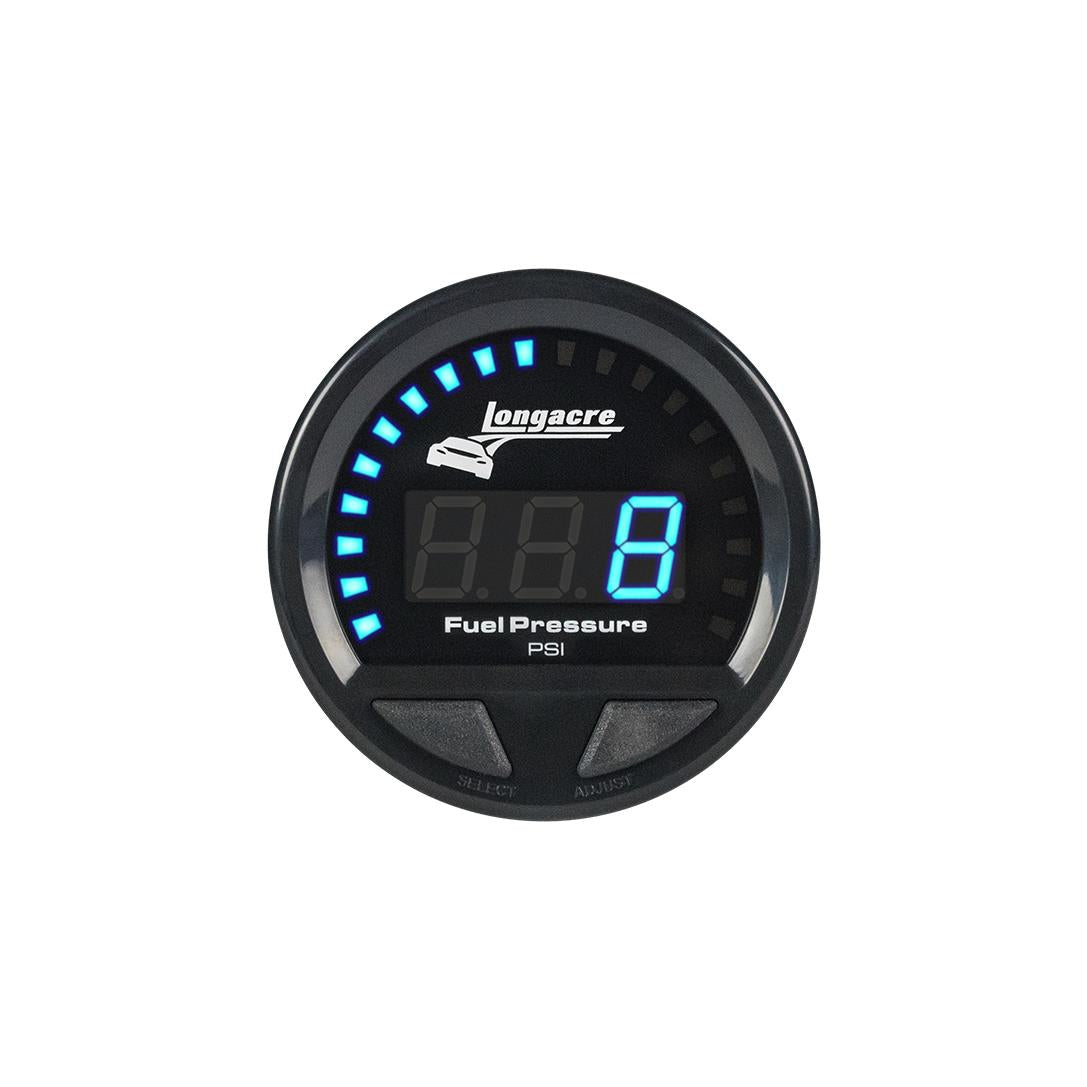 Digital Elite LED Waterproof Gauges from Longacre, Fuel Pressure 0-15 psi, Sensor Included