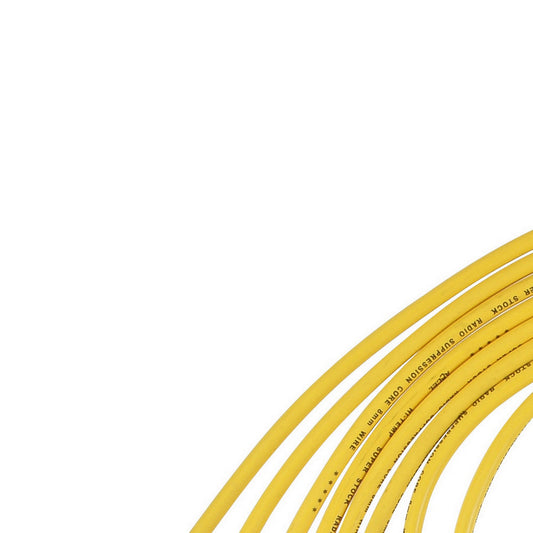 Spark Plug Wire Set - Super Stock - Spiral Core - 8 mm - Yellow - 90 Degree Plug Boots - HEI Style Terminal - Cut-To-Fit - V8 - Kit