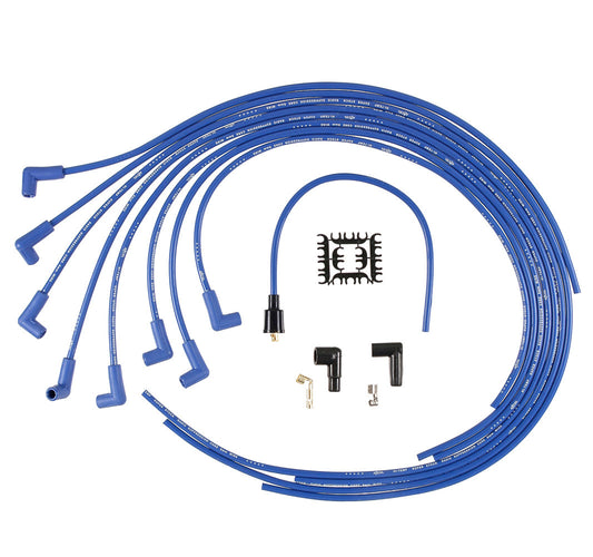 Spark Plug Wire Set - Super Stock - Spiral Core - 8 mm - Blue - 90 Degree Plug Boots - HEI Style Terminal - Cut-To-Fit - V8 - Kit