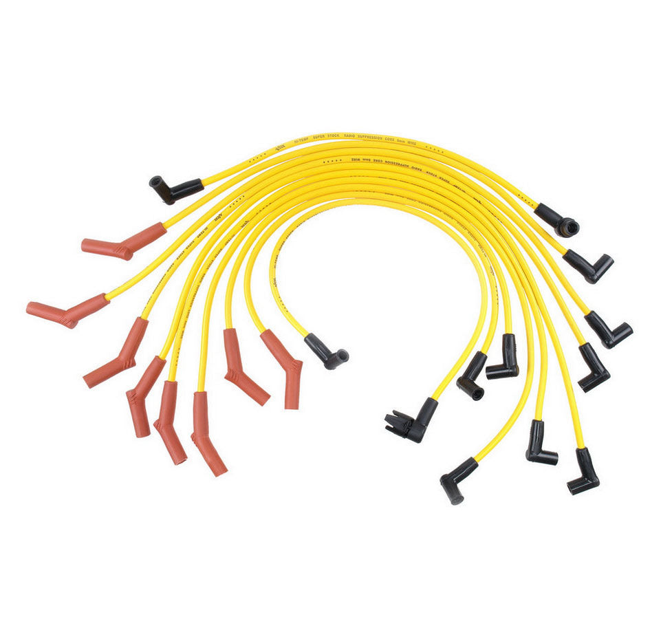 Spark Plug Wire Set - Super Stock - Spiral Core - 8 mm - Yellow - Factory Style Boots / Terminals - Ford V8 - Kit