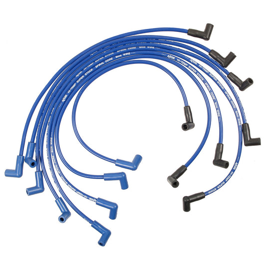 Spark Plug Wire Set - Super Stock - Spiral Core - 8 mm - Blue - Factory Style Boots / Terminals - Chevy V8 - Kit