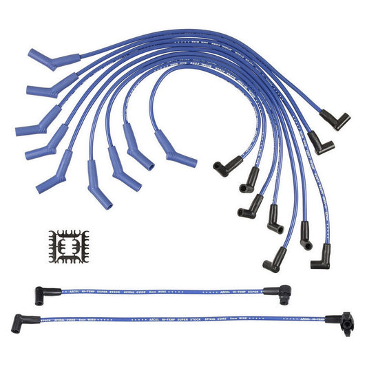 Spark Plug Wire Set - Super Stock - Spiral Core - 8 mm - Blue - Factory Style Boots / Terminals - Ford V8 - Kit