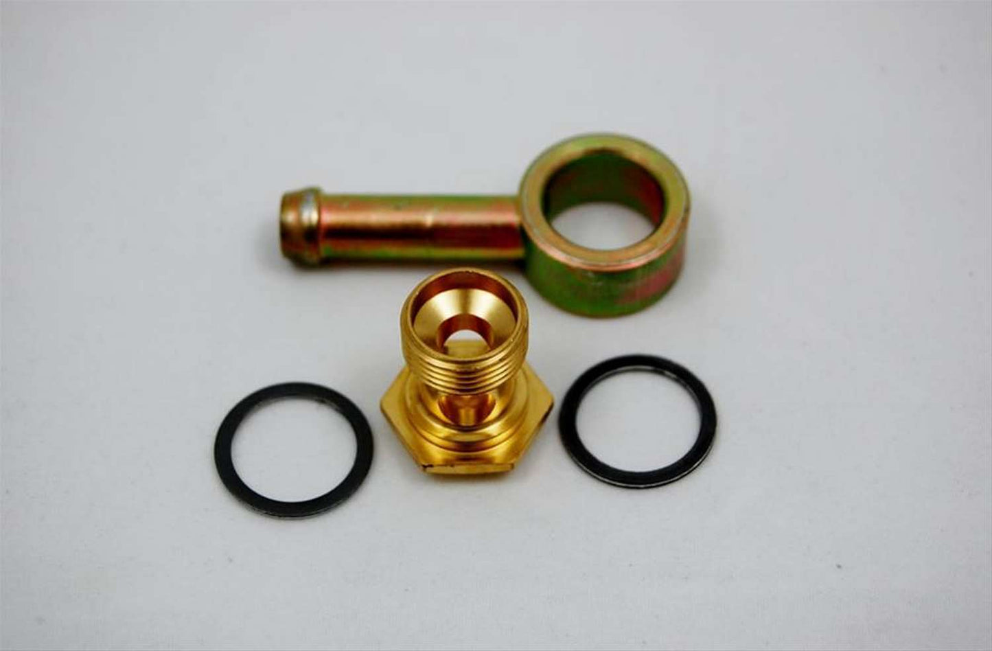 Carburetor Inlet Fitting - Banjo - Straight - 5/16 in Hose Barb to 9/16-24 in Male - Steel - Cadmium - Holley 4160 Carburetors - Each