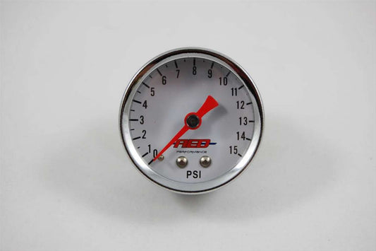 Pressure Gauge - 0-15 psi - Mechanical - Analog - 1-1/2 in Diameter - 1/8 in NPT Port - White Face - Each