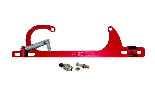 Throttle Cable Bracket - Carb Mount - Return Spring - Aluminum - Red Anodized - GM Cable - Square Bore - Kit