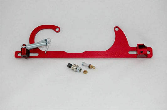 Throttle Cable Bracket - Carb Mount - Return Spring - Aluminum - Red Anodized - GM Cable - Square Bore - Kit