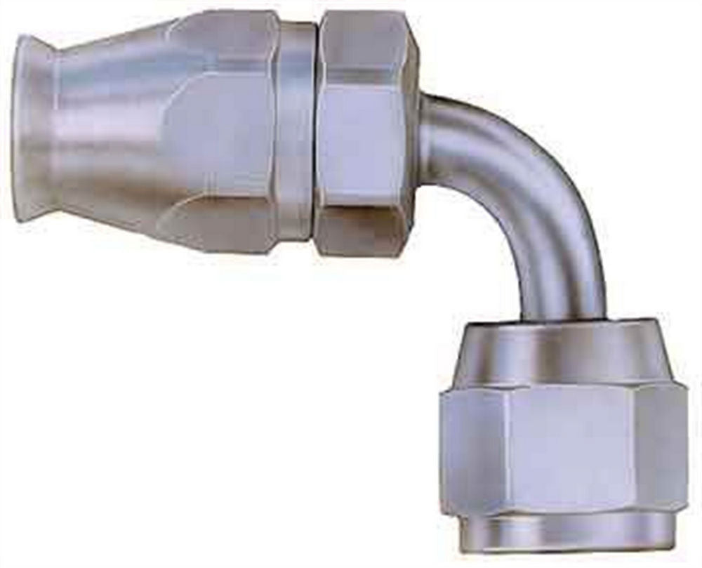 Fitting - Hose End - PTFE Racing Hose - 90 Degree - 4 AN Hose to 4 AN Female - Steel - Natural - Each