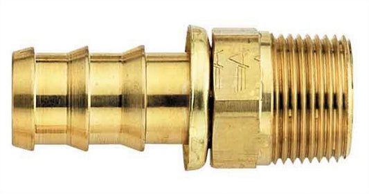 Fitting - Hose End - AQP Socketless - Straight - 4 AN Hose Barb to 1/8 in NPT Male - Brass - Each