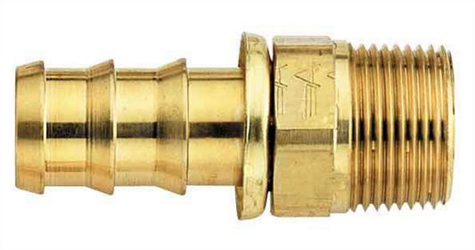 Fitting - Hose End - AQP Socketless - Straight - 4 AN Hose Barb to 1/4 in NPT Male - Brass - Each