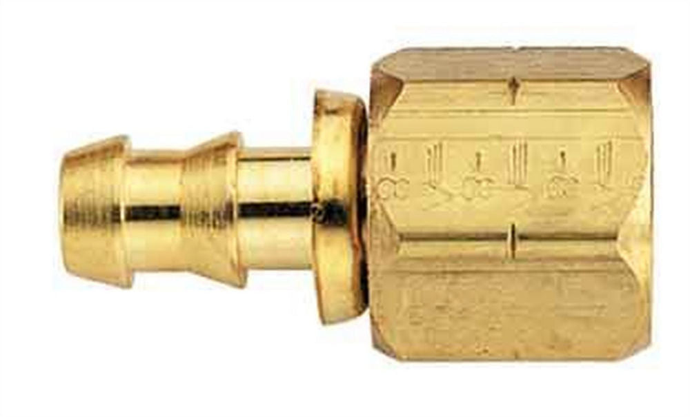 Fitting - Hose End - AQP Socketless - Straight - 6 AN Hose Barb to 8 AN Female - Brass - Each