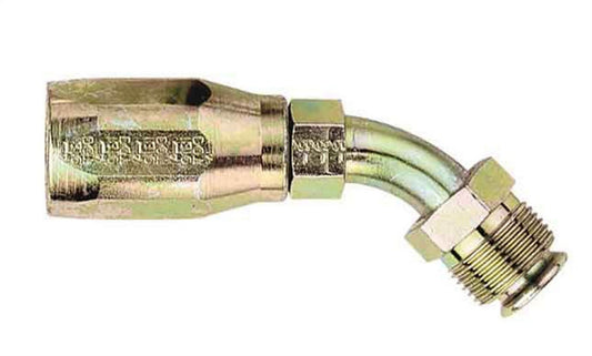 Fitting - Hose End - AQP High Pressure - 45 Degree - 6 AN Hose to 5/8-18 in Inverted Flare Male - Steel - Zinc Plated - Each