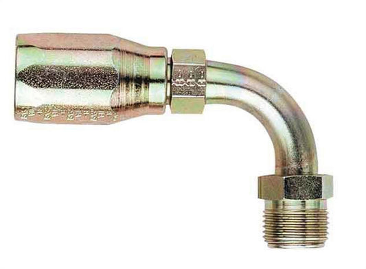 Fitting - Hose End - AQP High Pressure - 90 Degree - 6 AN Hose to 5/8-18 in Inverted Flare Male - Steel - Zinc Plated - Each