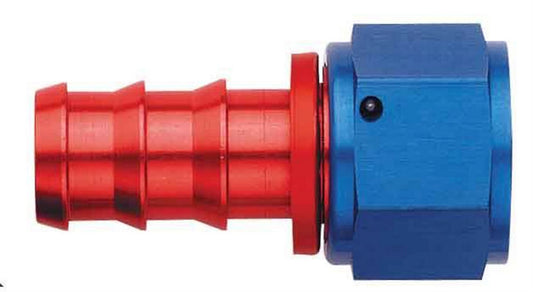 Fitting - Hose End - AQP Socketless - Straight - 6 AN Hose Barb to 6 AN Female - Aluminum - Blue / Red Anodized - Each