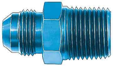 Fitting - Adapter - Straight - 3 AN Male to 1/8 in NPT Male - Aluminum - Blue Anodized - Each