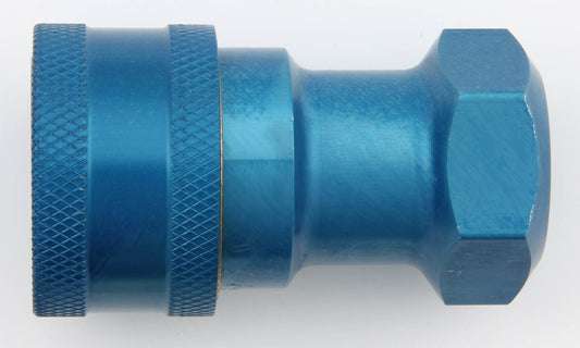 Fitting - Quick Disconnect - Radiator Refill Coupling - Female Half to 1/2 in NPT - Aluminum - Blue Anodized - Each