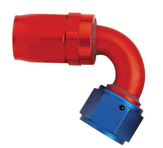 Fitting - Hose End - AQP/Startlite - 120 Degree - 10 AN Hose to 10 AN Female Swivel - Aluminum - Blue / Red Anodized - Each