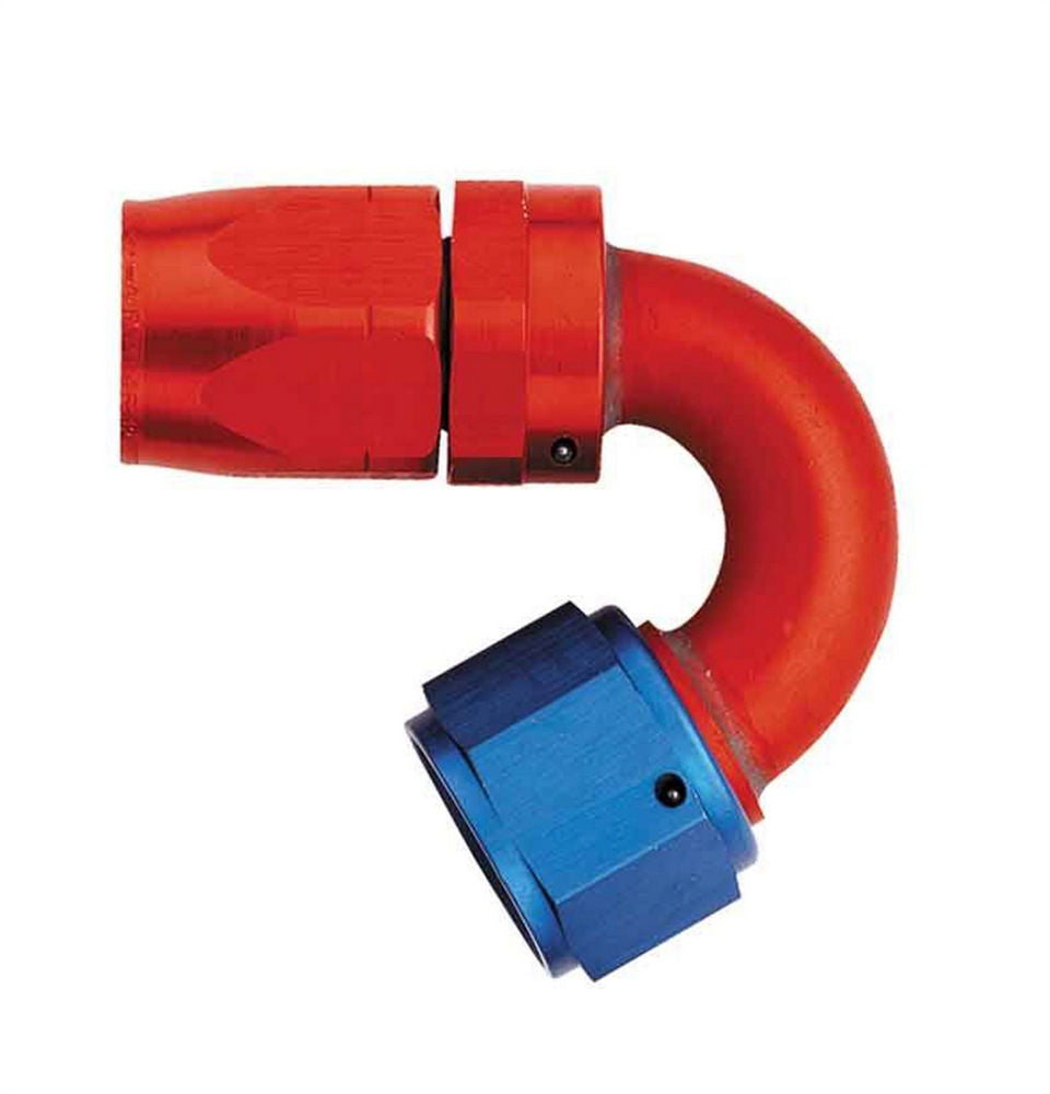 Fitting - Hose End - AQP/Startlite - 150 Degree - 16 AN Hose to 16 AN Female Swivel - Aluminum - Blue / Red Anodized - Each