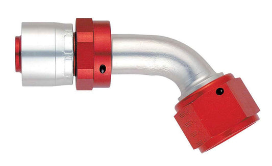 Fitting - Hose End - AQP/Startlite - 30 Degree - 6 AN Hose Crimp to 6 AN Female Swivel - Aluminum - Red / Silver - Each