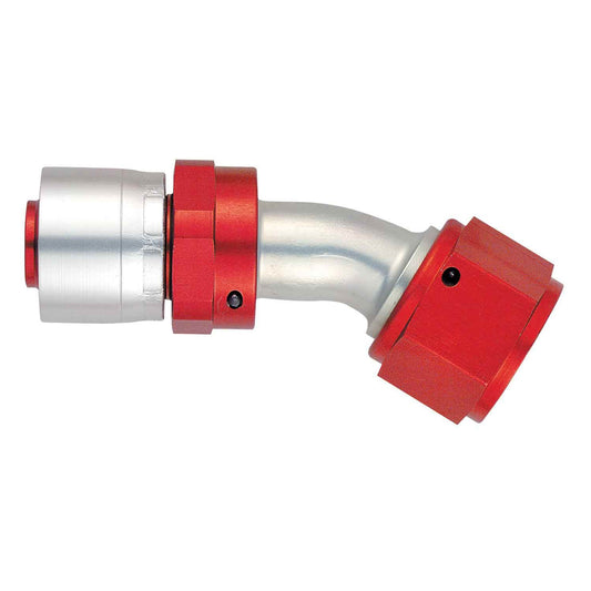 Fitting - Hose End - AQP/Startlite - 30 Degree - 10 AN Hose Crimp to 10 AN Female Swivel - Aluminum - Red / Silver - Each