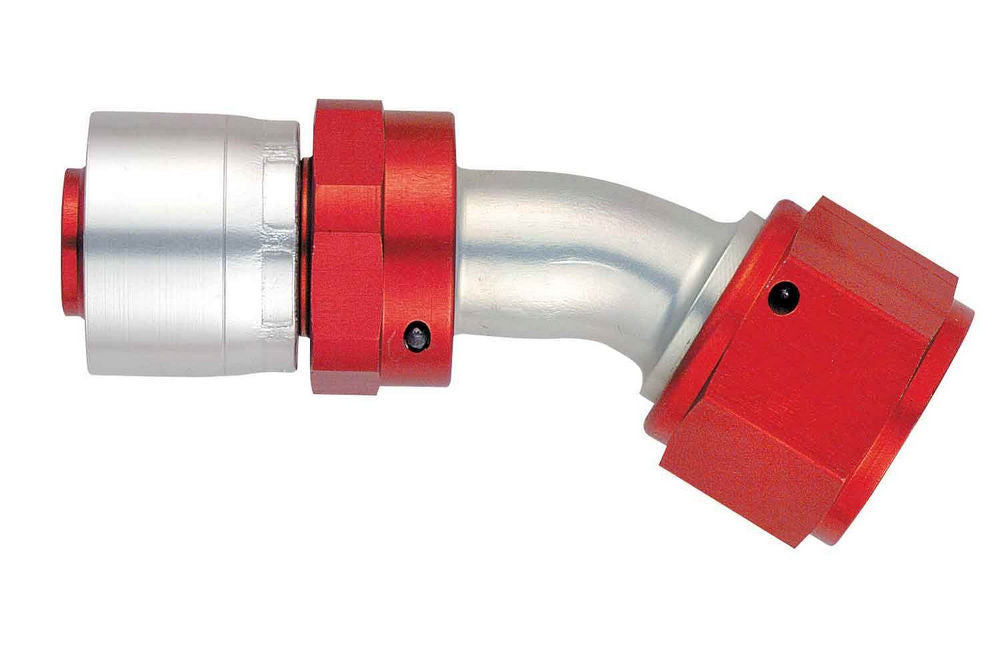 Fitting - Hose End - AQP/Startlite - 30 Degree - 12 AN Hose Crimp to 12 AN Female Swivel - Aluminum - Red / Silver - Each