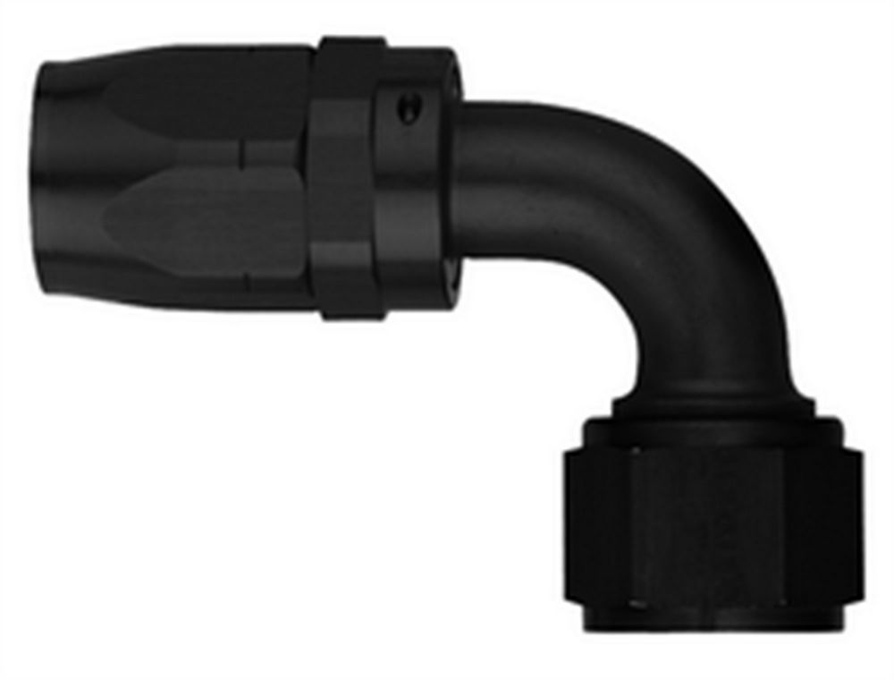 Fitting - Hose End - AQP/Startlite - 90 Degree - 6 AN Hose Crimp to 6 AN Female Swivel - Aluminum - Black Anodized - Each