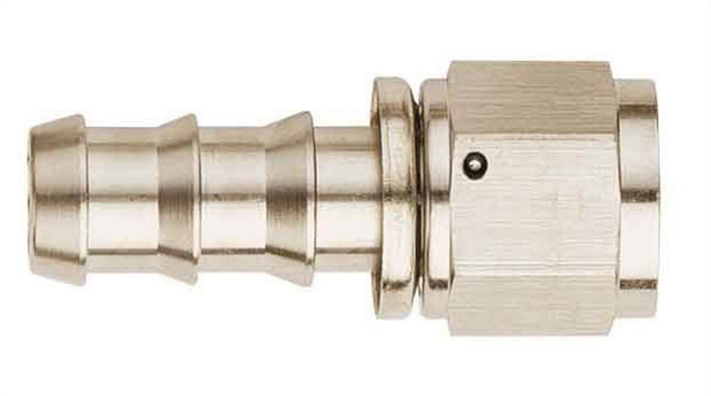 Fitting - Hose End - AQP Socketless - Straight - 6 AN Hose Barb to 6 AN Female - Aluminum - Nickel Plated - Each