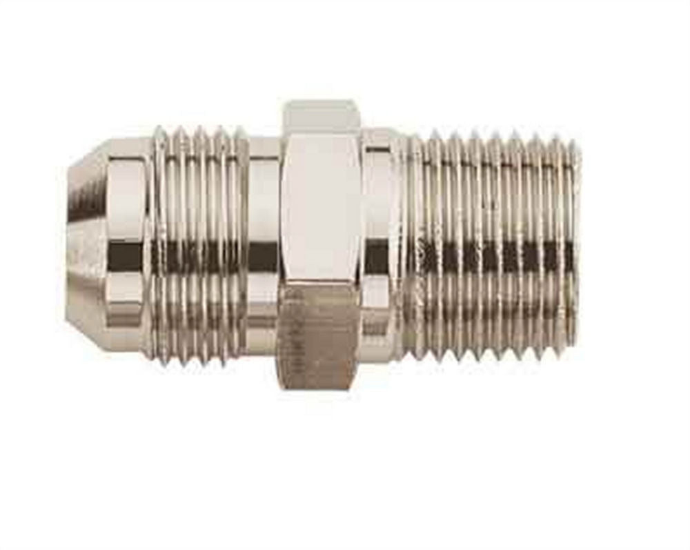 Fitting - Adapter - Straight - 6 AN Male to 1/8 in NPT Male - Aluminum - Nickel Plated - Each