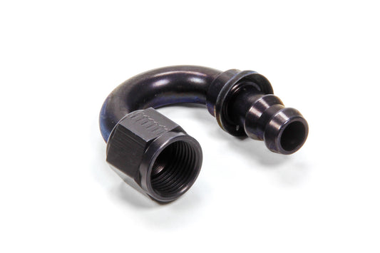 Fitting - Hose End - AQP Socketless - 180 Degree - 8 AN Hose Barb to 8 AN Female - Aluminum - Black Anodized - Each