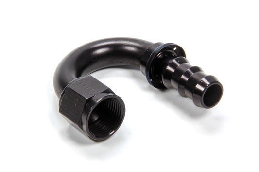 Fitting - Hose End - AQP Socketless - 180 Degree - 10 AN Hose Barb to 10 AN Female - Aluminum - Black Anodized - Each