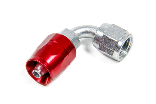 Fitting - Hose End - AQP/Startlite - 90 Degree - 4 AN Hose to 4 AN Female - Steel - Red / Natural - Each