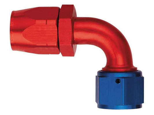 Fitting - Hose End - AQP/Startlite - 90 Degree - 6 AN Hose to 6 AN Female - Aluminum - Blue / Red Anodized - Each