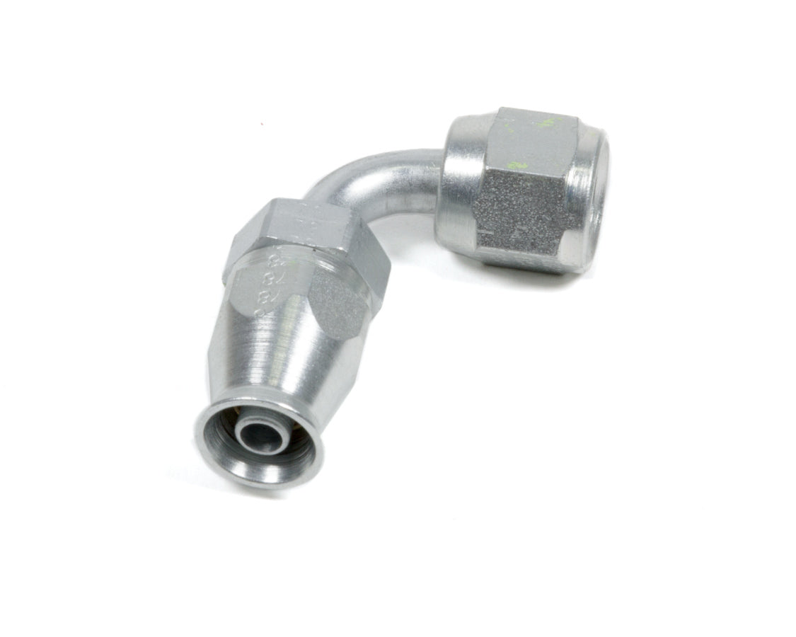 Fitting - Hose End - PTFE Racing Hose - 90 Degree - 4 AN Hose to 4 AN Female - Steel - Natural - Each