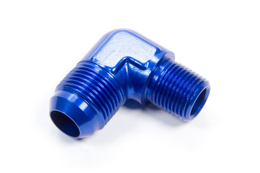 Fitting - Adapter - 90 Degree - 12 AN Male to 1/2 in NPT Male - Aluminum - Blue Anodized - Each