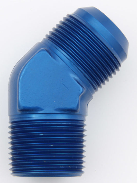 Fitting - Adapter - 45 Degree - 16 AN Male to 1 in NPT Male - Aluminum - Blue Anodized - Each