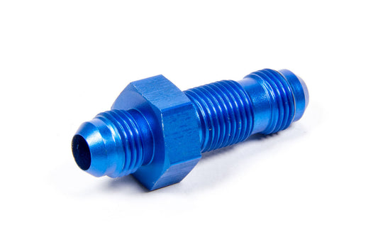 Fitting - Bulkhead - Straight - 6 AN Male to 6 AN Male Bulkhead - Aluminum - Blue Anodized - Each