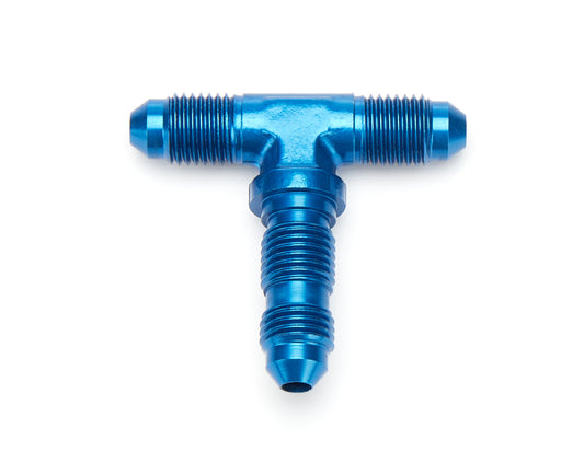 Fitting - Bulkhead Tee - 4 AN Male x 4 AN Male x 4 AN Male Bulkhead - Aluminum - Blue Anodized - Each