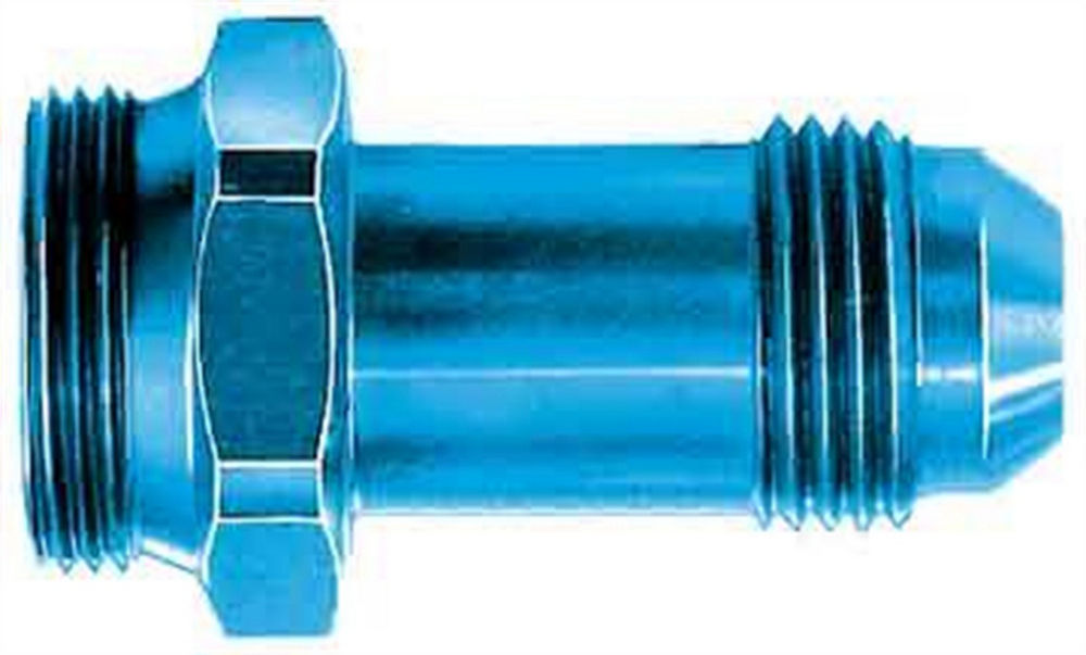 Carburetor Inlet Fitting - Straight - 8 AN Male to 7/8-20 in Male - Aluminum - Blue Anodized - Holley Carburetors - Each