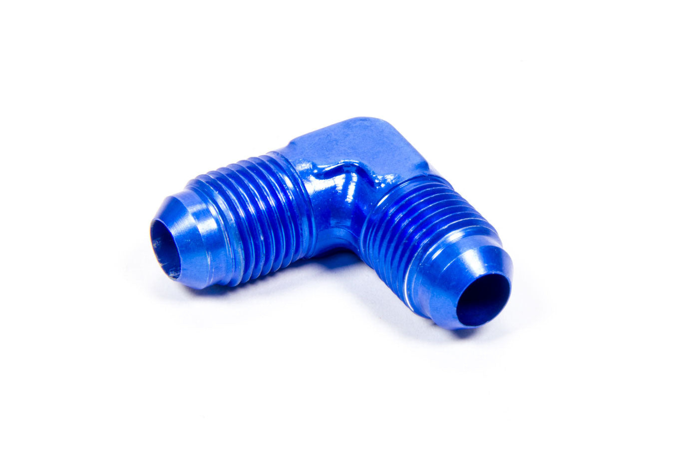 Fitting - Adapter - 90 Degree - 6 AN Male to 6 AN Male - Aluminum - Blue Anodized - Each