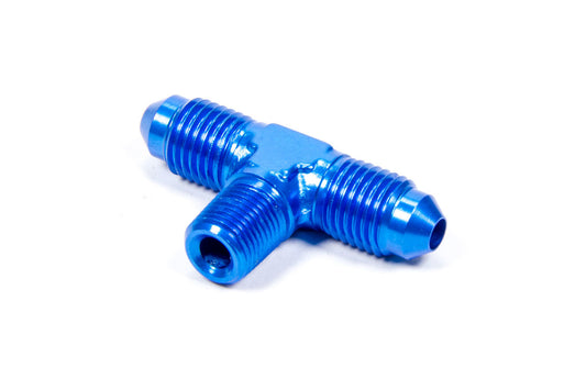 Fitting - Adapter Tee - 4 AN Male x 4 AN Male x 1/8 in NPT Male - Aluminum - Blue Anodized - Each