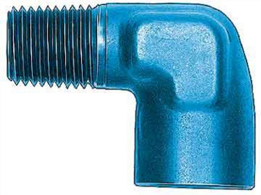 Fitting - Adapter - 90 Degree - 1/8 in NPT Female to 1/8 in NPT Male - Aluminum - Blue Anodized - Each