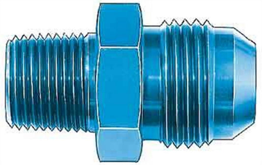 Fitting - Adapter - Straight - 10 AN Male to 3/8 in NPT Male - Aluminum - Blue Anodized - Each