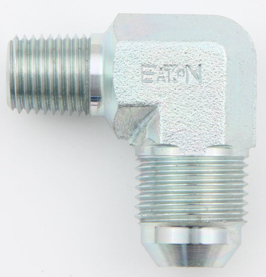 Fitting - Adapter - 90 Degree - 8 AN Male to 1/4 in NPT Male - Steel - Natural - Each