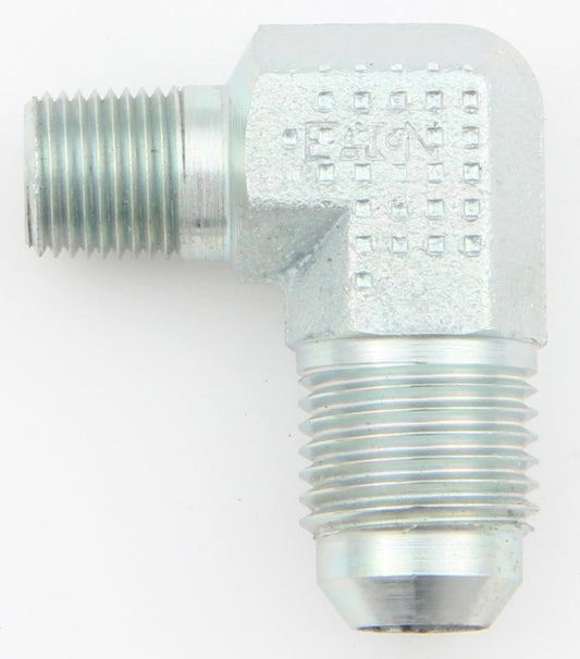 Fitting - Adapter - 90 Degree - 10 AN Male to 3/8 in NPT Male - Steel - Natural - Each