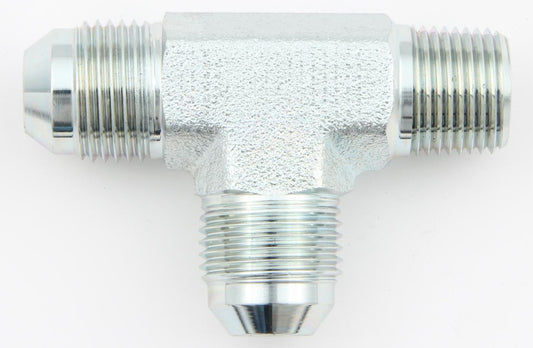 Fitting - Adapter Tee - 6 AN Male x 6 AN Male x 3/8 in NPT Male - Steel - Natural - Each