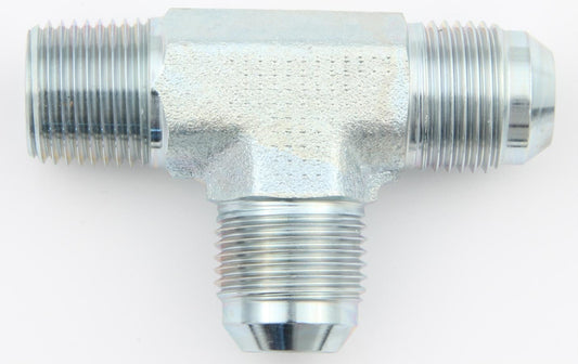 Fitting - Adapter Tee - 10 AN Male x 1/2 in NPT Male x 10 AN Male - Steel - Natural - Each