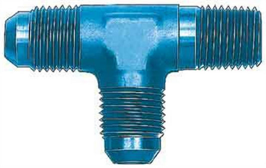 Fitting - Adapter Tee - 3 AN Male x 3 AN Male x 1/8 in NPT Male - Aluminum - Blue Anodized - Each