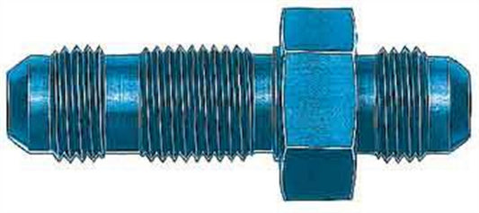 Fitting - Bulkhead - Straight - 3 AN Male to 3 AN Male Bulkhead - Aluminum - Blue Anodized - Each