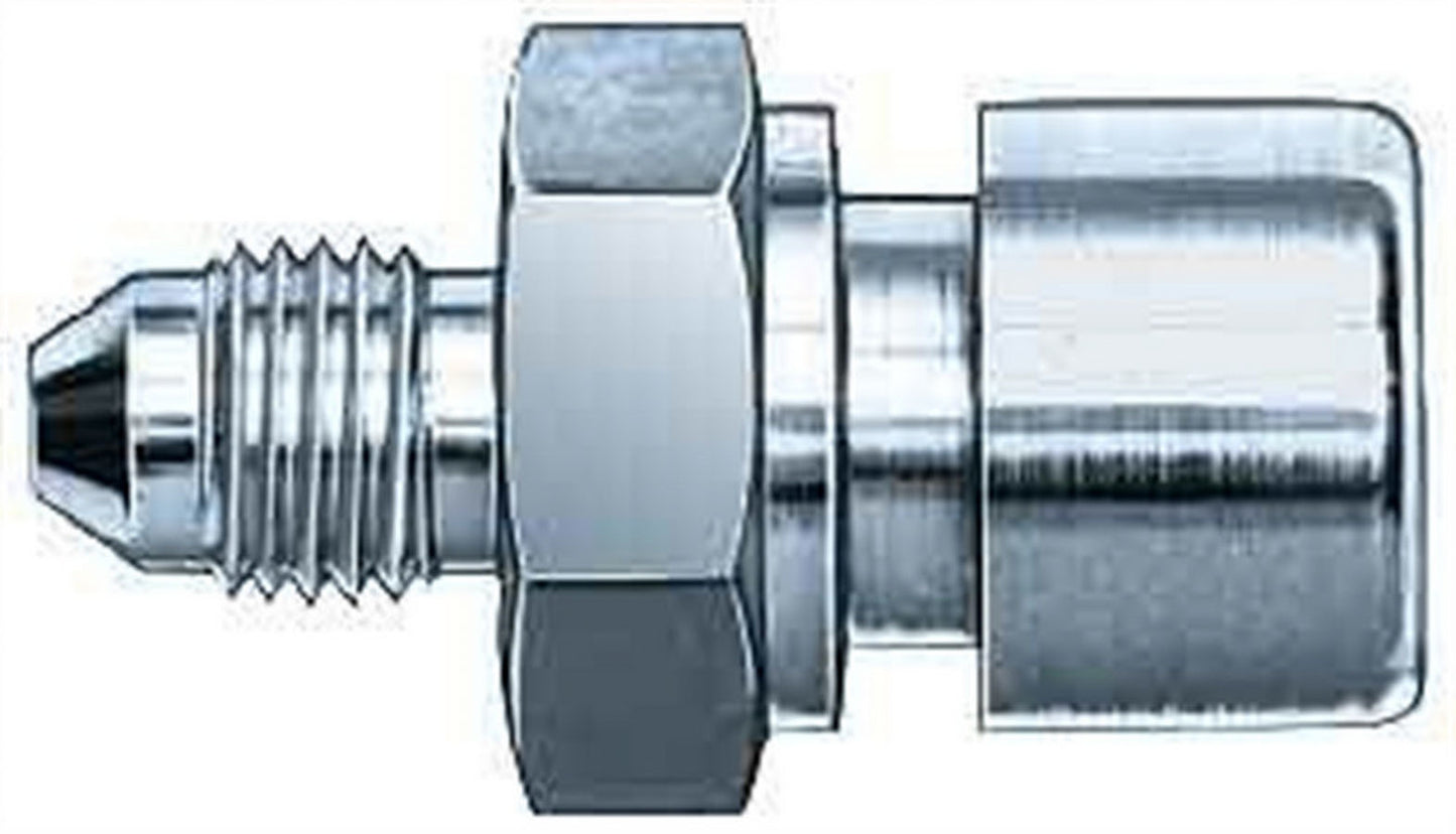 Fitting - Adapter - Straight - 3/8-24 in Inverted Flare Female to 3 AN Male - Steel - Natural - 3/16 in Hardline - Pair