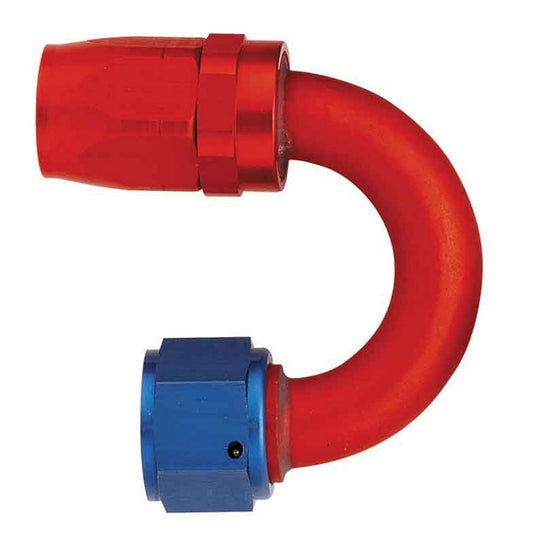 Fitting - Hose End - AQP/Startlite - 180 Degree - 6 AN Hose to 6 AN Female Swivel - Aluminum - Blue / Red Anodized - Each